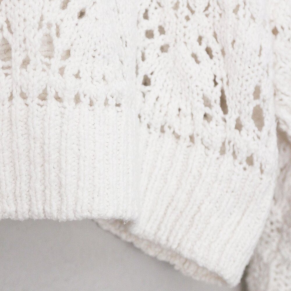 Free People Chloe Cardigan M Evening Cream White Loose Knit Cropped Sweater $128 - Picture 14 of 15